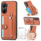 For Redmi Turbo 4 Wristband Kickstand Card Wallet Back Phone Case with Tool Knife(Brown) - 1
