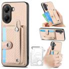 For Redmi Turbo 4 Wristband Kickstand Card Wallet Back Phone Case with Tool Knife(Khaki) - 1