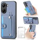 For Xiaomi Poco X7 Pro Wristband Kickstand Card Wallet Back Phone Case with Tool Knife(Blue) - 1