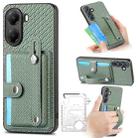 For Xiaomi Poco X7 Pro Wristband Kickstand Card Wallet Back Phone Case with Tool Knife(Green) - 1