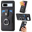 For Google Pixel 7A Retro Skin-feel Ring Card Wallet Phone Case(Black) - 1