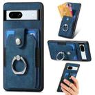 For Google Pixel 7A Retro Skin-feel Ring Card Wallet Phone Case(Blue) - 1