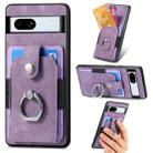 For Google Pixel 7A Retro Skin-feel Ring Card Wallet Phone Case(Purple) - 1