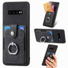 For Samsung Galaxy S10+ Retro Skin-feel Ring Card Wallet Phone Case(Black) - 1