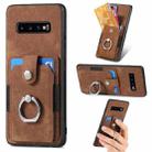 For Samsung Galaxy S10+ Retro Skin-feel Ring Card Wallet Phone Case(Brown) - 1