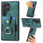 For Samsung Galaxy S24 Ultra 5G Retro Skin-feel Ring Card Wallet Phone Case(Green) - 1