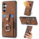 For Sumsung Galaxy A55 5G Retro Skin-feel Ring Card Wallet Phone Case(Brown) - 1