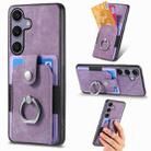 For Samsung Galaxy S25 Ultra 5G Retro Skin-feel Ring Card Wallet Phone Case(Purple) - 1
