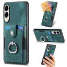 For Samsung Galaxy S25 Edge 5G Retro Skin-feel Ring Card Wallet Phone Case(Green) - 1