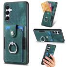 For Samsung Galaxy A35 5G Retro Skin-feel Ring Card Wallet Phone Case(Green) - 1