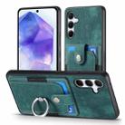 For Samsung Galaxy A35 5G Retro Skin-feel Ring Card Wallet Phone Case(Green) - 2