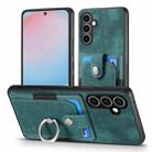 For Samsung Galaxy S24 FE 5G Retro Skin-feel Ring Card Wallet Phone Case(Green) - 2