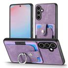 For Samsung Galaxy S24 FE 5G Retro Skin-feel Ring Card Wallet Phone Case(Purple) - 2