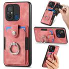 For Redmi 12C Retro Skin-feel Ring Card Wallet Phone Case(Pink) - 1