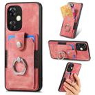 For OnePlus Nord CE 3 Lite Retro Skin-feel Ring Card Wallet Phone Case(Pink) - 1