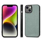 For iPhone 14 Pro Carbon Fiber Texture Leather Back Cover Phone Case(Green) - 1