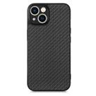 For iPhone 13 Pro Carbon Fiber Texture Leather Back Cover Phone Case(Black) - 1