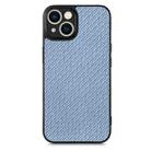 For iPhone 13 Pro Carbon Fiber Texture Leather Back Cover Phone Case(Blue) - 1