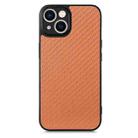 For iPhone 13 Pro Carbon Fiber Texture Leather Back Cover Phone Case(Brown) - 1