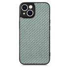 For iPhone 13 Pro Carbon Fiber Texture Leather Back Cover Phone Case(Green) - 1