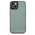 For iPhone 13 Pro Max Carbon Fiber Texture Leather Back Cover Phone Case(Green) - 1