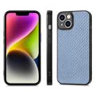 For iPhone 12 Carbon Fiber Texture Leather Back Cover Phone Case(Blue) - 1