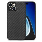 For  iPhone 15 Carbon Fiber Texture Leather Back Phone Case(Black) - 1