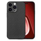 For iPhone 15 Pro Carbon Fiber Texture Leather Back Phone Case(Black) - 1