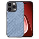 For iPhone 15 Pro Carbon Fiber Texture Leather Back Phone Case(Blue) - 1