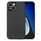 For iPhone 15 Plus Carbon Fiber Texture Leather Back Phone Case(Black) - 1