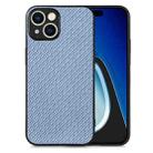 For iPhone 15 Plus Carbon Fiber Texture Leather Back Phone Case(Blue) - 1