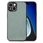 For iPhone 15 Plus Carbon Fiber Texture Leather Back Phone Case(Green) - 1