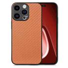 For iPhone 15 Pro Max Carbon Fiber Texture Leather Back Phone Case(Brown) - 1