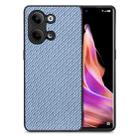 For OPPO Reno9 Carbon Fiber Texture Leather Back Cover Phone Case(Blue) - 1