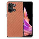 For OPPO Reno9 Carbon Fiber Texture Leather Back Cover Phone Case(Brown) - 1