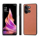 For OPPO Reno9 Carbon Fiber Texture Leather Back Cover Phone Case(Brown) - 2