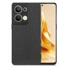 For OPPO Reno9 Pro+ Carbon Fiber Texture Leather Back Cover Phone Case(Black) - 1