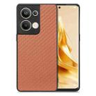 For OPPO Reno9 Pro+ Carbon Fiber Texture Leather Back Cover Phone Case(Brown) - 1