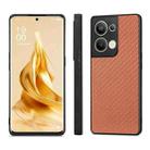 For OPPO Reno9 Pro+ Carbon Fiber Texture Leather Back Cover Phone Case(Brown) - 2