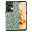 For OPPO Reno9 Pro+ Carbon Fiber Texture Leather Back Cover Phone Case(Green) - 1