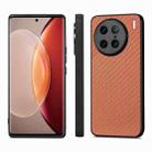 For vivo X90 Pro Carbon Fiber Texture Leather Back Cover Phone Case(Brown) - 2