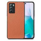 For vivo T1 Carbon Fiber Texture Leather Back Cover Phone Case(Brown) - 1