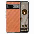 For Google Pixel 7A Carbon Fiber Texture Leather Back Cover Phone Case(Brown) - 1