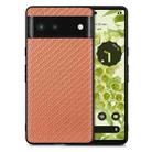 For Google Pixel 6 Carbon Fiber Texture Leather Back Cover Phone Case(Brown) - 1