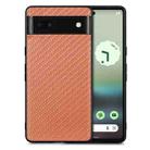 For Google Pixel 6A Carbon Fiber Texture Leather Back Cover Phone Case(Brown) - 1