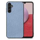 For Samsung Galaxy A14 5G Carbon Fiber Texture Leather Back Cover Phone Case(Blue) - 1