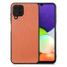 For Samsung Galaxy A22 4G Carbon Fiber Texture Leather Back Cover Phone Case(Brown) - 1