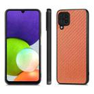 For Samsung Galaxy A22 4G Carbon Fiber Texture Leather Back Cover Phone Case(Brown) - 2