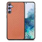 For Samsung Galaxy S25+ 5G Carbon Fiber Texture Leather Back Cover Phone Case(Brown) - 1