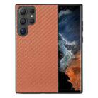For Samsung Galaxy S25 Ultra 5G Carbon Fiber Texture Leather Back Cover Phone Case(Brown) - 1